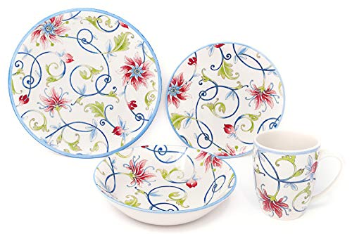 16 Piece Porcelain Dinnerware Set for 4 (16 / Botanical)