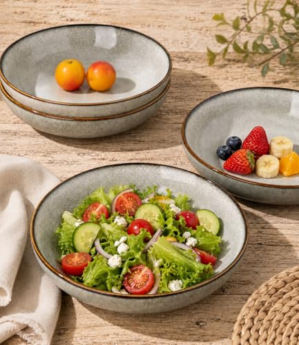 8.5’’ Ceramic Pasta Bowls Set of 6 (Set of 6 / Green Wheat)