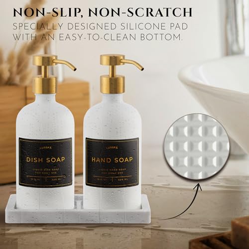 Glass Soap Dispenser Set of 2 (White/Gold)