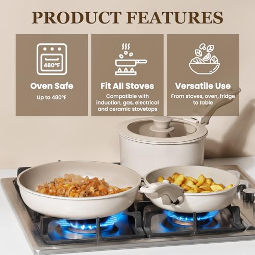Nonstick Pots and Pans Set (Beige Taupe / 20 Pack)