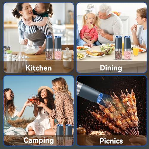 Battery Operated Gravity Salt And Pepper Grinder Set (Gray)