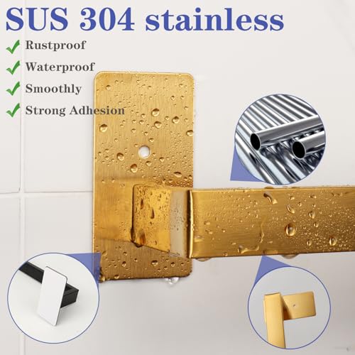 Bathroom Towel Bar Self Adhesive (Gold / 16 IN)