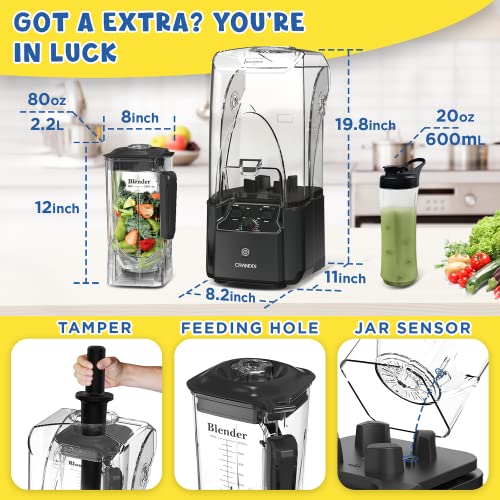 Quiet Commercial Blender with Soundproof Shield (Grey)
