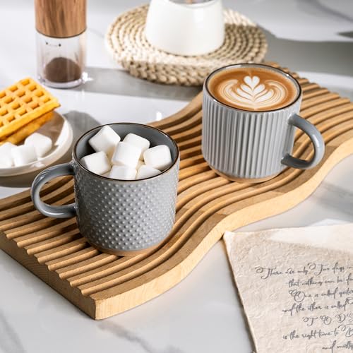 8 OZ Stackable Coffee Mugs Set of 4 (Gray / 8 Ounces)