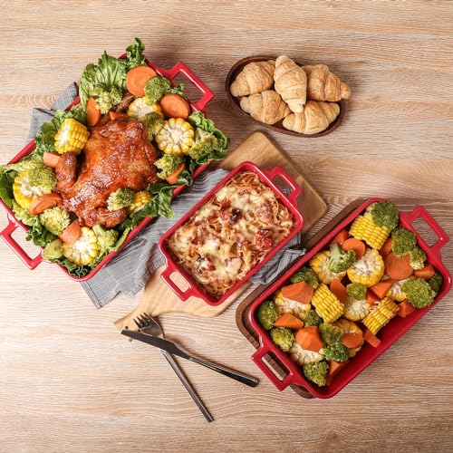 Ceramic Bakeware Set (Set of 3 / Red)
