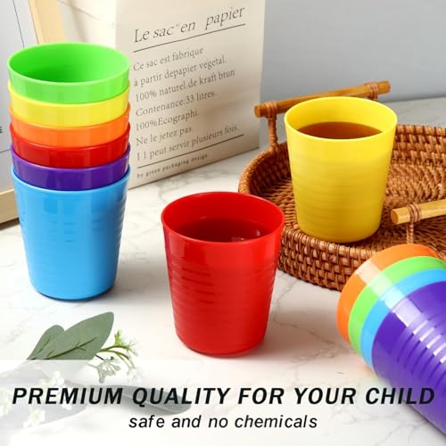 36 Pcs Kids Plastic Cups 8 oz Drinking Toddler Cups (Rainbow)