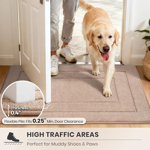 Dirt Trapping Door Mat Indoor Entrance (Beige / 24" X 35.5" (Rectangular))