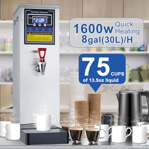 Hot Water Dispenser Commercial Water Boiler Countertop Hot Water Machine Stainless Steel Step (Silver 30Liter/H)