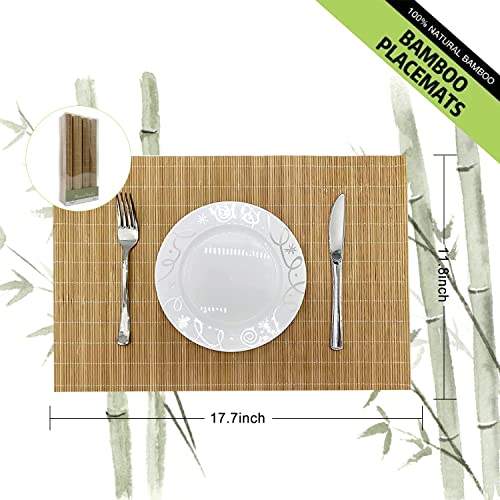 Set of 8 Pcs Bamboo Placemats Sushi Rolling Mat Japanese Style Natural Anti (Brown / Set of 8)