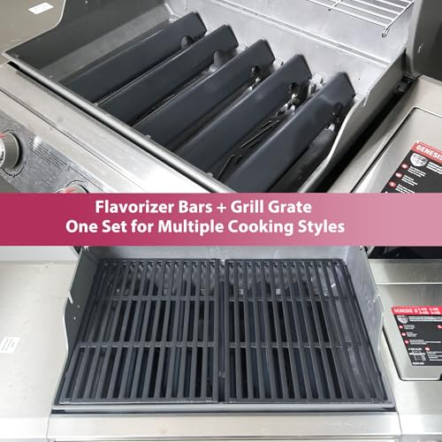 17" Flavorizer Bars 66795 and 18.75" Cast Iron Grill Grates 66095 Combo for Weber Genesis II LX 300 Series (26.5*18.75IN)
