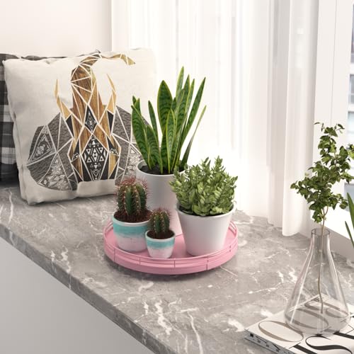 9 Inch Oak Lazy Susan Decorative Tray (Pink / 9)