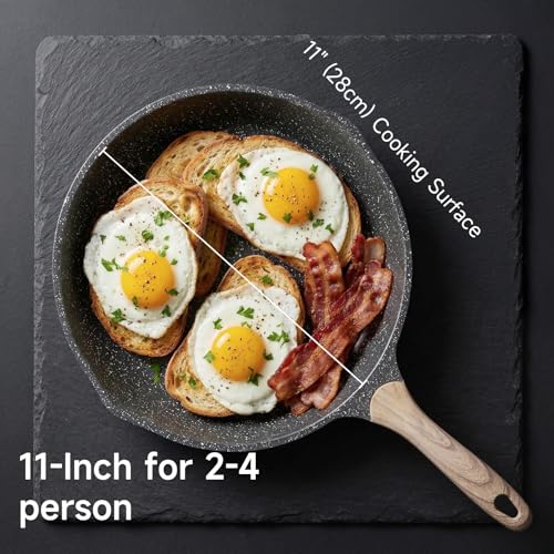 11 Inch Nonstick Frying Pan Skillet with Dual Spouts Cooking Pan (Gray / 11")