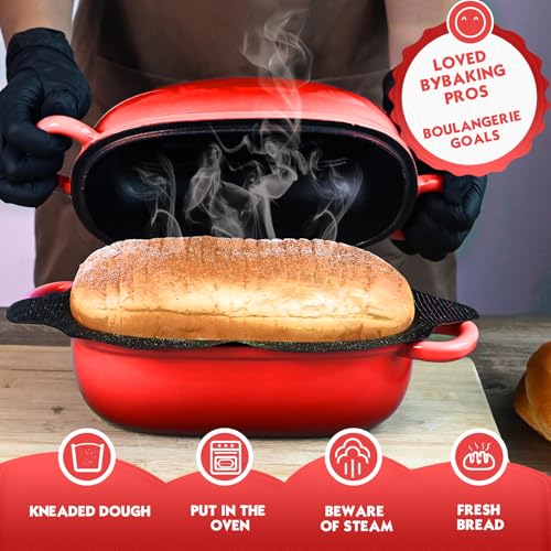 Dutch Oven 2.5QT Bread Pans with Silicone Liner for Bread Baking