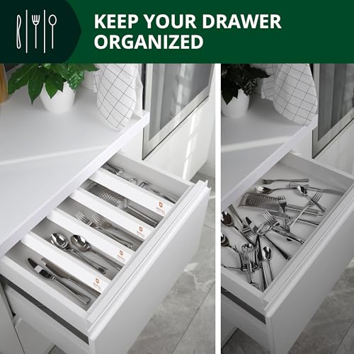Bamboo Drawer Dividers Organizers (Large (up to 22") / White)