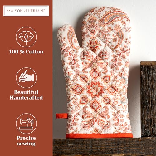 Maison d'Hermine Oven Gloves 100% Cotton Oven Mitt (059 - Cachemire / 7.5" x 13" (Oven Mitt))