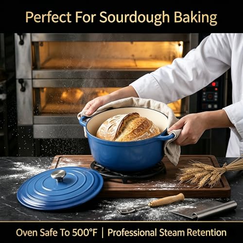 Enameled Cast Iron Cookware Set (Blue A)
