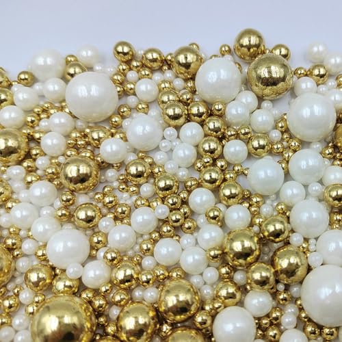Edible White Gold Sugar Pearls Candy Sprinkles 120G (White Gold)