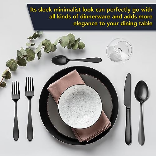 40 Piece Black Silverware Set Service for 8 (Black)