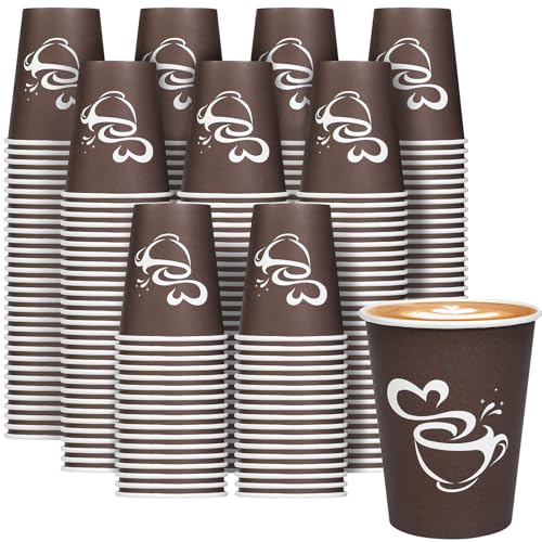 400 Count 8 oz Paper Coffee Cups Disposable Hot Coffee Cups Brown (Brown / 8OZ-400 Pack)