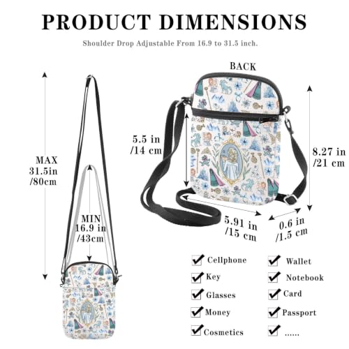 Snow Princess Gift Princess Fan Gift Movie Cartoon Character Present Crossbody Bag (Snow Cr)
