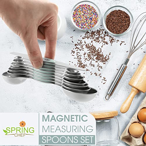 Stainless Steel 8 Magnetic Measuring Spoons for Kitchen (Mint / 1-Pack)