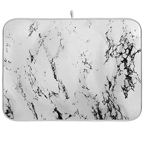 Super Absorbent Dish Drying Mat (White Marble / 16" x 18")