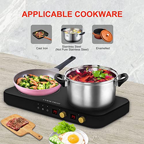 Portable Induction Cooktop 2 Burner with Griddle Pan (Double Induction Cooktop with Griddle Pan)