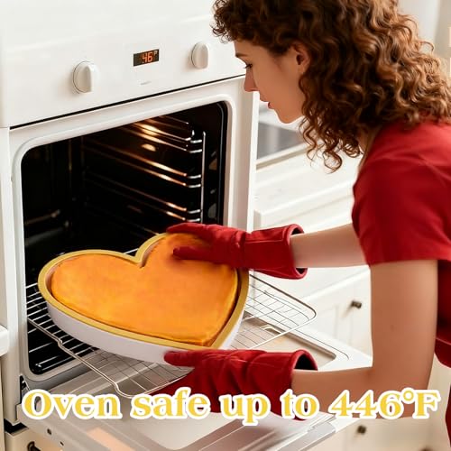 Metal Reinforced Frame Silicone Heart Shaped Cake Pans (Heart Pan Yellow: 2pcs)
