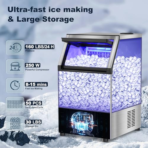 Commercial Ice Maker Machine (160Lbs/24H)