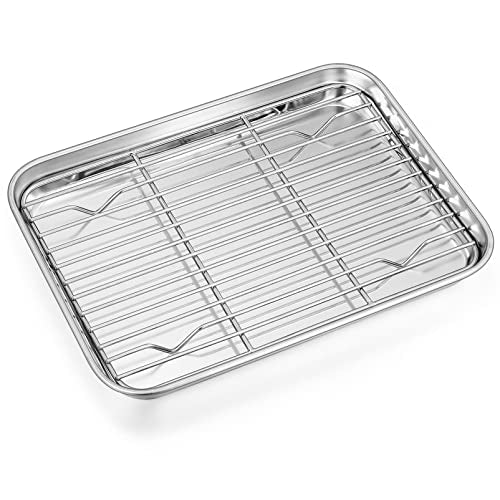 Stainless Steel Baking Cookie Sheet Pan with Rack Set (9 Inch)