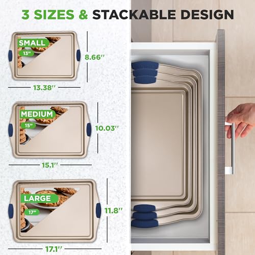 3‑Piece Non‑Toxic Cookie Sheets for Baking (3 Piece Set)