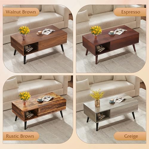 Lift Top Coffee Table with Hidden Storage (Aged Walnut / 39")