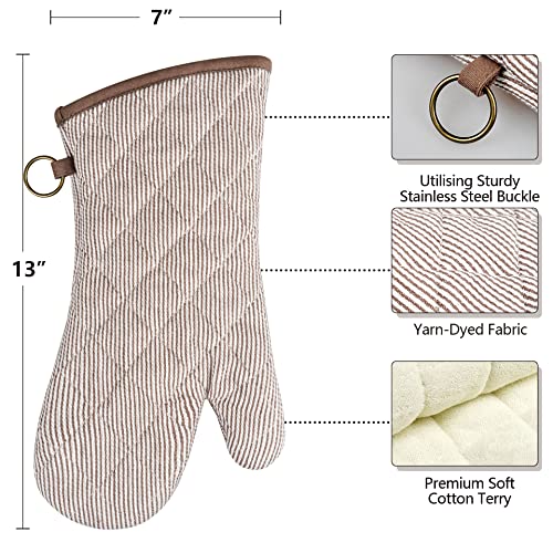 Yarn Dyed Oven Mitts 1 Pair (Khaki)