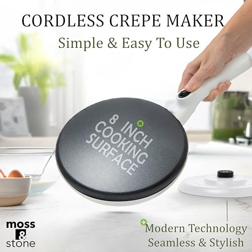 Cordless Electric Crepe Maker (8 Inch Cordless / Cordless / White)