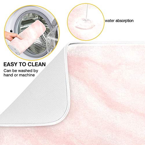 Super Absorbent Dish Drying Mat (Pink Coral Marble / 16" x 18")
