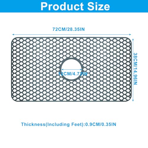 Heat Resistant Silicone Sink Mat Protector (28"X15" Center Drain)