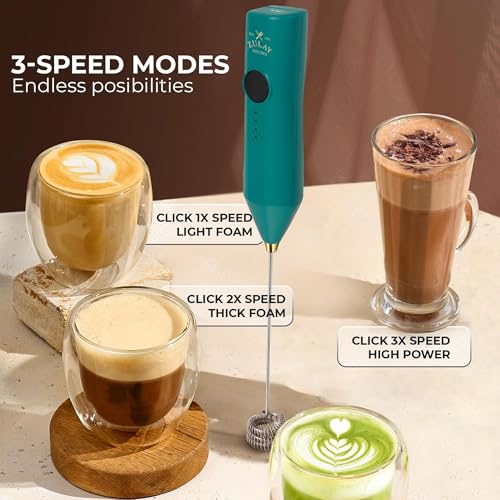 Rechargeable Milk Frother Handheld (Zulay Dynamic Emerald & Gold / Rechargeable Z1 Motor Max)