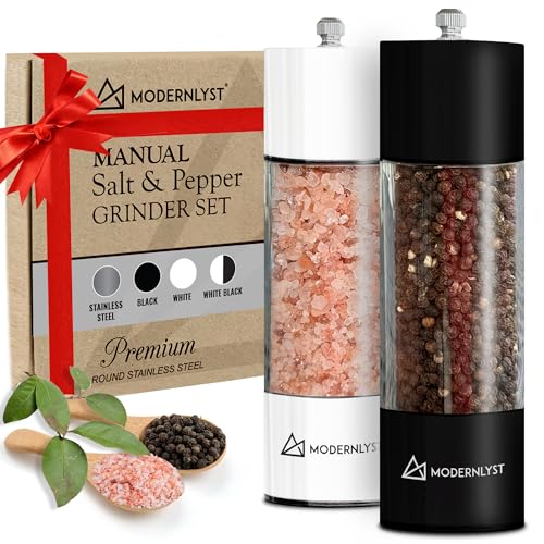 Manual Salt and Pepper Grinder Set of 2 (Black/White)