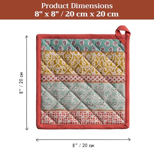 Pot Holders 100% Cotton Potholders (002 - Provence / 8" x 8" (Pot Holder Pack of 1))