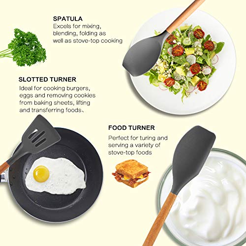 Silicone Cooking Kitchen Utensils Set (Gray)