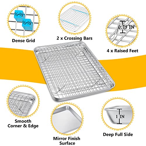 12.5 Inch Toaster Oven Pan Tray with Wire Rack (12.5 Inch)