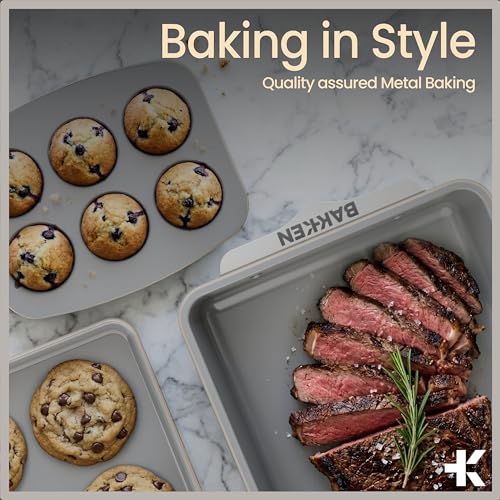 Bakken 8 Piece Ceramic Coated Bakeware Sets (Cream)