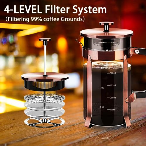 French Press Coffee Maker 304 Stainless Steel Coffee Press (Copper / 21 oz)