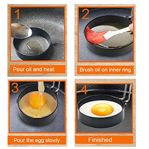 Upgrade 4'' Large Egg Rings Set (Black 4 pcs of 4” with accessories)