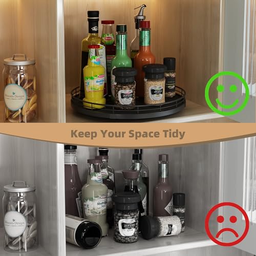 12" Lazy Susan Turntable Organizer for Table Top (Black / 12")