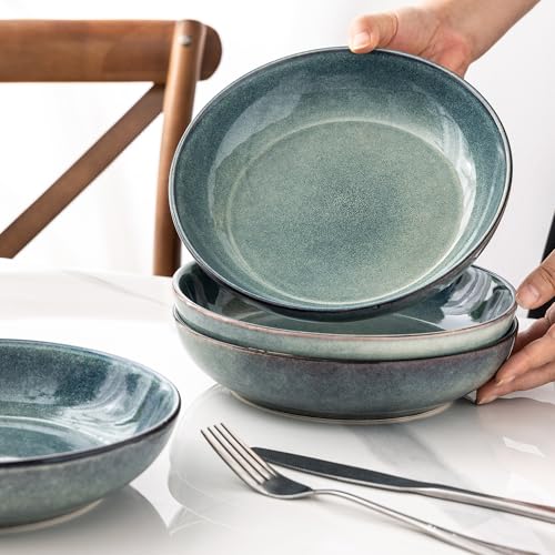 8.5’’ Ceramic Pasta Bowls Set of 4 (Set of 4 / Ceylon Blue)
