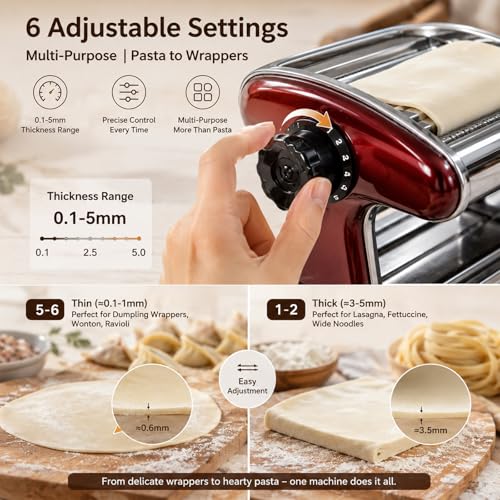 Manual Pasta Maker Machine (Red / 2/4MM)
