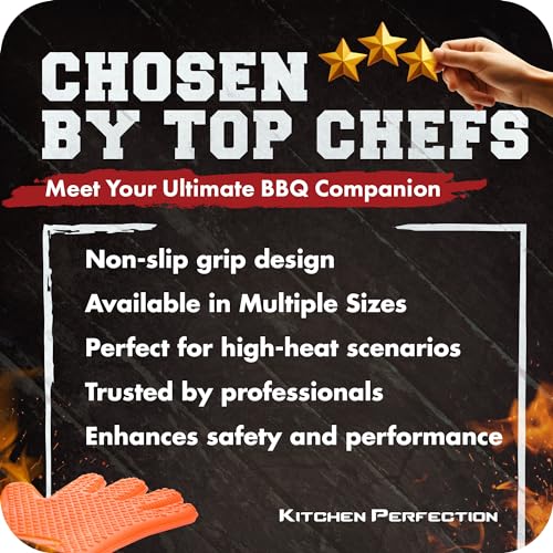 XL Silicone Smoker Oven Gloves (Orange / X-Large)