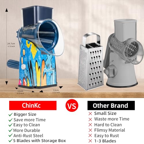 Upgrade Rotary Cheese Grater Shredder with Handle (013)