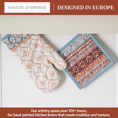 100% Cotton Oven Mitt & Pot Holder Set (022 - Fair Isle / 7.5" x 13" & 8" x 8" (Oven Mitt & Pot Holder))